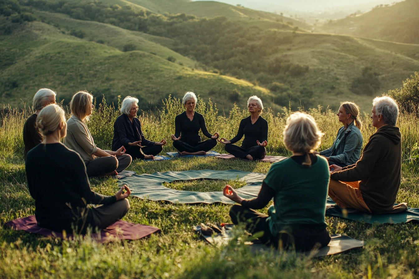 Групова медитація на природі під час ретриту